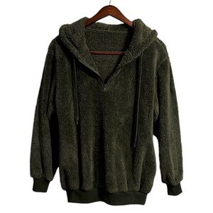 Oversized Fuzzy Soft 1/4 Zip Hoodie Size Large